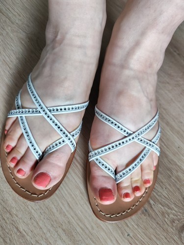 Claquettes cuir beige - cuir,