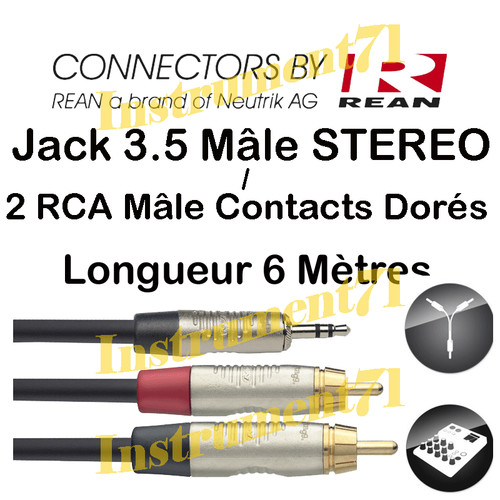 Câble rca male vers jack - 1,