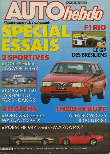 Auto hebdo 515 03 1986 - hebdo, 26/03/1986