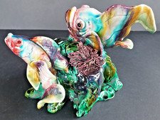 Vallauris, céramique émaillée signée HC «  Les poissons japonais ».