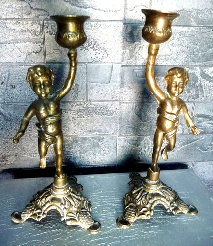 Ancienne paire bougeoirs - ancienne,