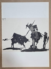 Lithographie noir et blanc d'après Pablo PICASSO : Toros y Toreros. Tauromachie