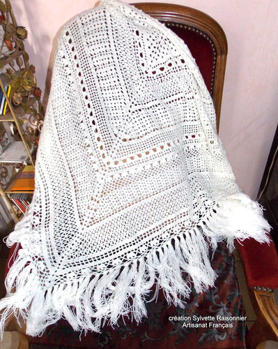 Chale crochet simonetta blanc - crochet,