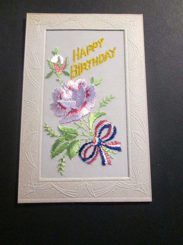 Carte postale fantaisie brodee