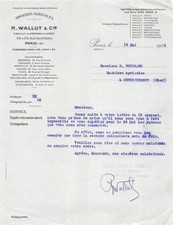 1923 MACHINES AGRICOLES R WALLUT A PARIS - M. FOUCHARD A HENRICHEMONT