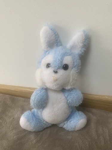 Doudou lapin bleu vintage - bleu,
