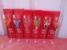 6 VERRES / FLUTES "PAUL NAGEL" D' EPOQUE CONTEMPORAINE EN VERRE EMAILLE