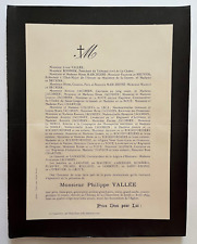 PHILIPPE VALLEE Rondier FAIRE PART Marchesne COLONNA LECA Jacobsen Jeanson 1899