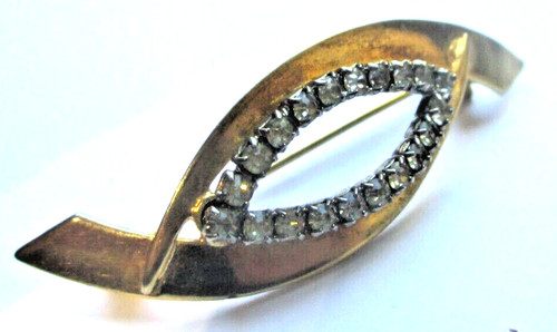 Ancienne broche oeil plaqué