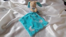 Doudou lapin, turquoise, bleu, brille la nuit, Baby Nat, (Babynat)