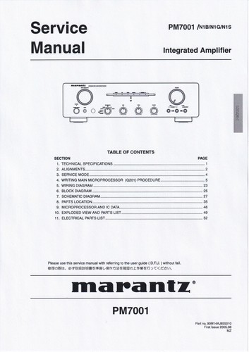 Manuel service pour - manuel, marantz