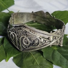 Bracelet Vintage Oriental Argent 925 Poinçons Titre Orfèvre 60x54 Mm l35 Mm