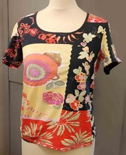 t-shirt noir jaune orange rose fleurs :: evalinka :: taille 36