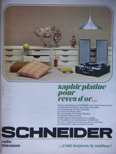 PUBLICITÉ DE PRESSE 1966 SAPHIR PLATINE ÉLECTROPHONE SCHNEIDER RADIO RADIO TÉLÉ