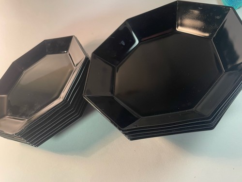 Lot assiettes noires - , dessert