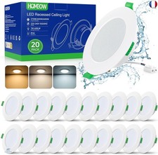 Spot LED Encastrable 7W, LED Spot Etanche Salle de Bain 600LM IP44, Blanc Chaud