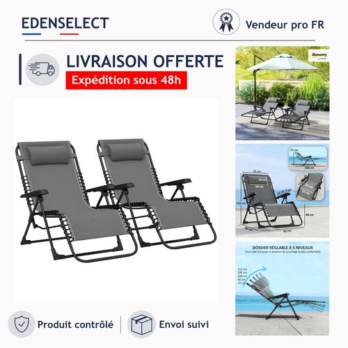 Outsunny lot chaises - de, 2