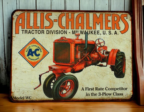Plaque métal tracteur allis - métal,