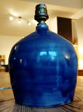 PIED LAMPE IRLANDE CÉRAMIQUE POTERIE WEBB CONNEMARA BLEU MARINE VINTAGE 15X20CM