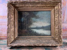 Tableau ancien paysage lac