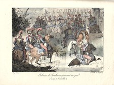 Lithographie coloriée Camp de