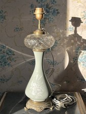 Pied Lampe À Pétrole En Porcelaine Céladon Monté Sur Bronze XIXe