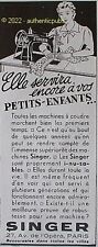 PUBLICITE SINGER MACHINE A COUDRE PETITS ENFANTS DE 1935 FRENCH AD PUB ART DECO