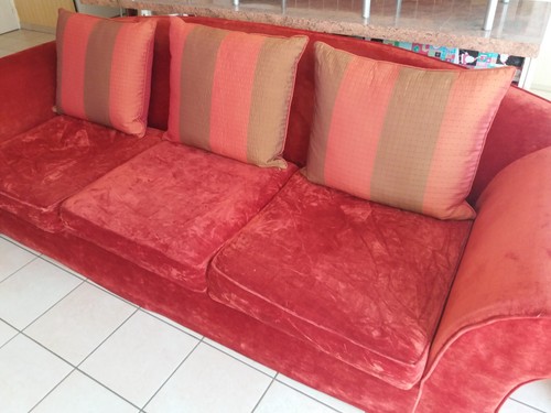 Canape velour bordeaux