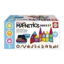 Magnetics Mallette - Jeu de construction - EDUCA - 18 blocs magnétiques, 2 anima