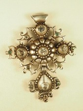 CROIX REGIONALE ANCIENNE QUADRILLE NORMANDE ARGENT MASSIF SILVER ANTIQUE CROSS