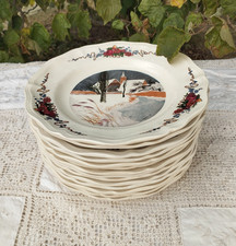 SARREGUEMINES ANCIEN- OBERNAI- lot de 7 assiettes plates- entre 1945 & 1967