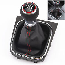 pour VW GOLF 5 6 PERFORÉ CUIR POMMEAU LEVIER DE VITESSE 6 VITESSES ROUGE GUÊTRE