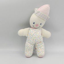 Ancien Doudou clown blanc bleu