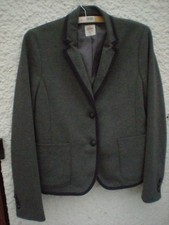 veste GAP 38 grise avec liseré bleu marine col tailleur deux poches devant