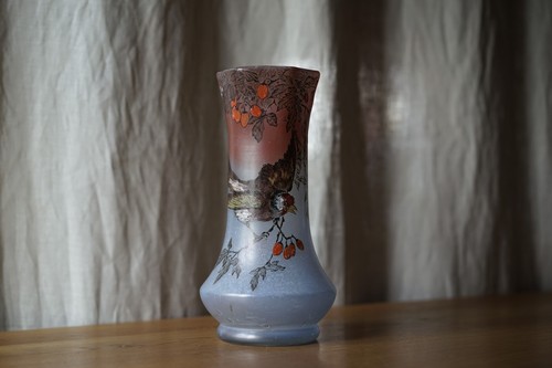 Vase verre ancien signé - vase, en