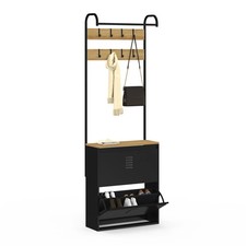 Vestiaire d'entrée ESTER meuble chaussures 2 portes en métal noir