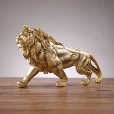 Statue décorative lion doré - décorative,