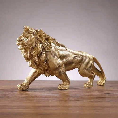 Statue décorative lion doré - décorative,