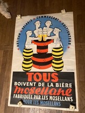 Ancienne affiche Bière Mosellane  Edouard Bollaert 1950 Brasserie de moselle