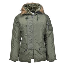 MIL TEC US Style Parka N3B Aviateur Capuche Fourrure Synthétique Chaude Olive