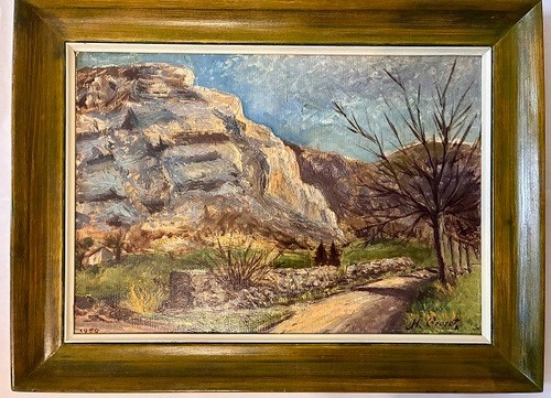 Tableau huile bois paysage - huile, /