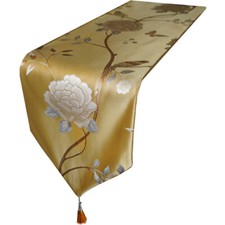 1Pcs Nappe De Table En Tissu De Style Chinois Luxe Broderie Florale Décor