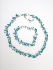 SCOOTER PARIS Bijoux Ensemble Collier Bracelet Perles nacrées bleues Vintage