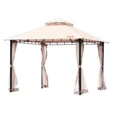 VEVOR Gazebo Jardin Tonnelle 295x295 cm pour 6-8 Personnes avec Filet en Maille