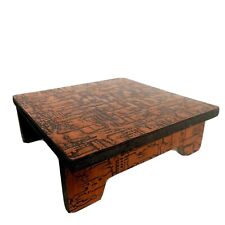 MAGNIFIQUE PETITE TABLE BASSE RAPPESTAD BOIS PLAQUE DE CUIVRE DESIGN BRUTALISTE 