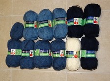 Pingouin Lot 11 Pelotes Confortable Fin Coloris Bleus Assortis Made in France