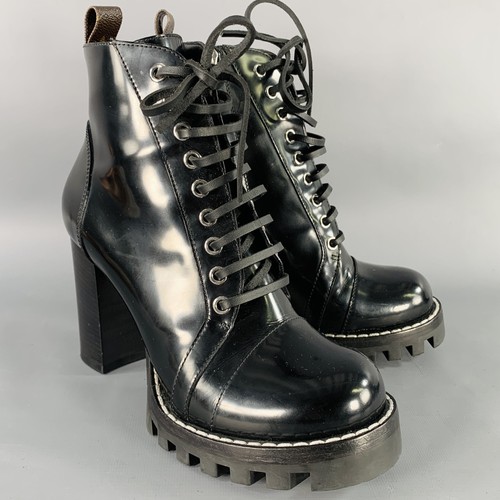 Bottes lacets cuir verni - en,