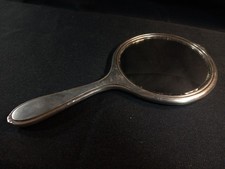 Miroir Face à Main Argent Massif Anglais Sheffield 1925 Walker & Hall Art Déco