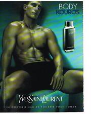 PUBLICITE ADVERTISING  2001  YVES SAINT LAURENT  BODY KOUROS parfum homme