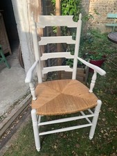 Fauteuil paillé rustique bois